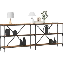 vidaXL Wandtafel met plank Oudhout 200 x 30 x 75 cm Bewerkt hout