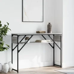 vidaXL Wandtafel met schap 105x30x75 cm bewerkt hout grijs sonoma