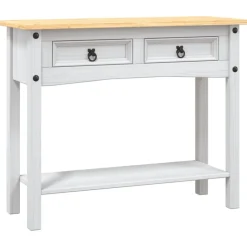 vidaXL Wandtafel Mexicaans grenenhout Corona-stijl 90x34,5x73 cm wit