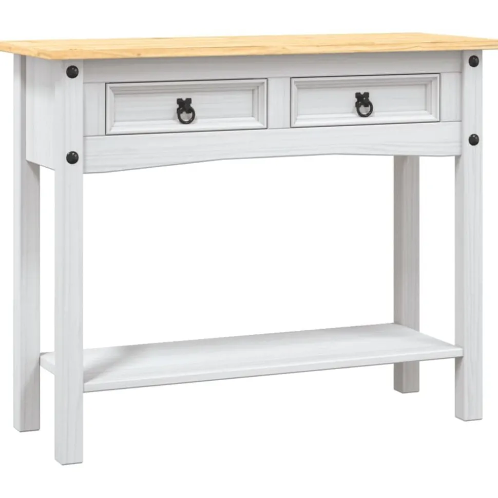 vidaXL Wandtafel Mexicaans grenenhout Corona-stijl 90x34,5x73 cm wit