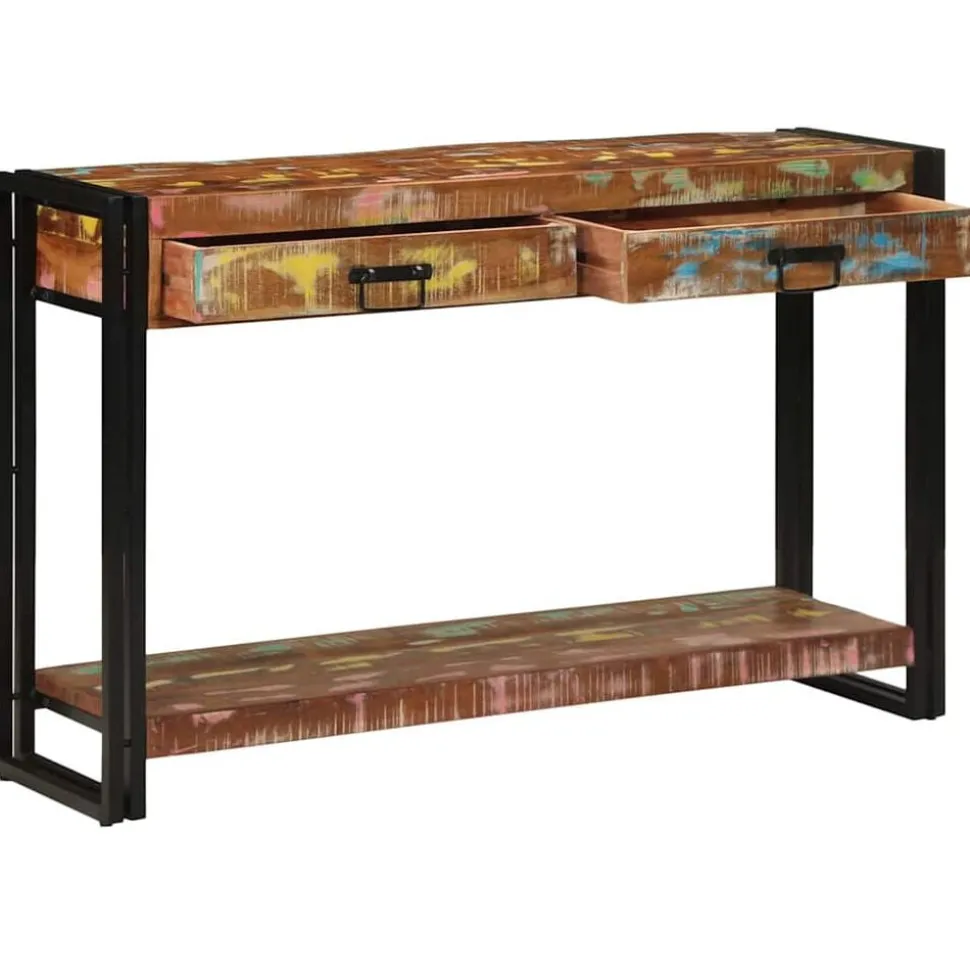 vidaXL Wandtafel Multikleur 120 x 33 x 75 cm Massief Gerecycled Hout