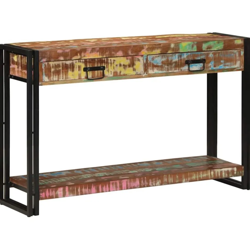 vidaXL Wandtafel Multikleur 120 x 33 x 75 cm Massief Gerecycled Hout