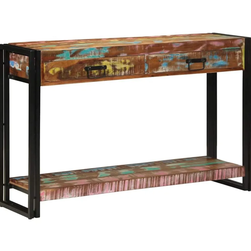 vidaXL Wandtafel Multikleur 120 x 33 x 75 cm Massief Gerecycled Hout