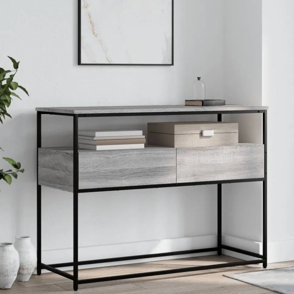 vidaXL Wandtafel 100x40x75 cm bewerkt hout grijs sonoma eikenkleurig