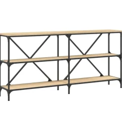 vidaXL Wandtafel 160x30x75 cm bewerkt hout en ijzer sonoma eikenkleur