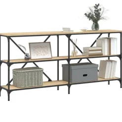 vidaXL Wandtafel 160x30x75 cm bewerkt hout en ijzer sonoma eikenkleur