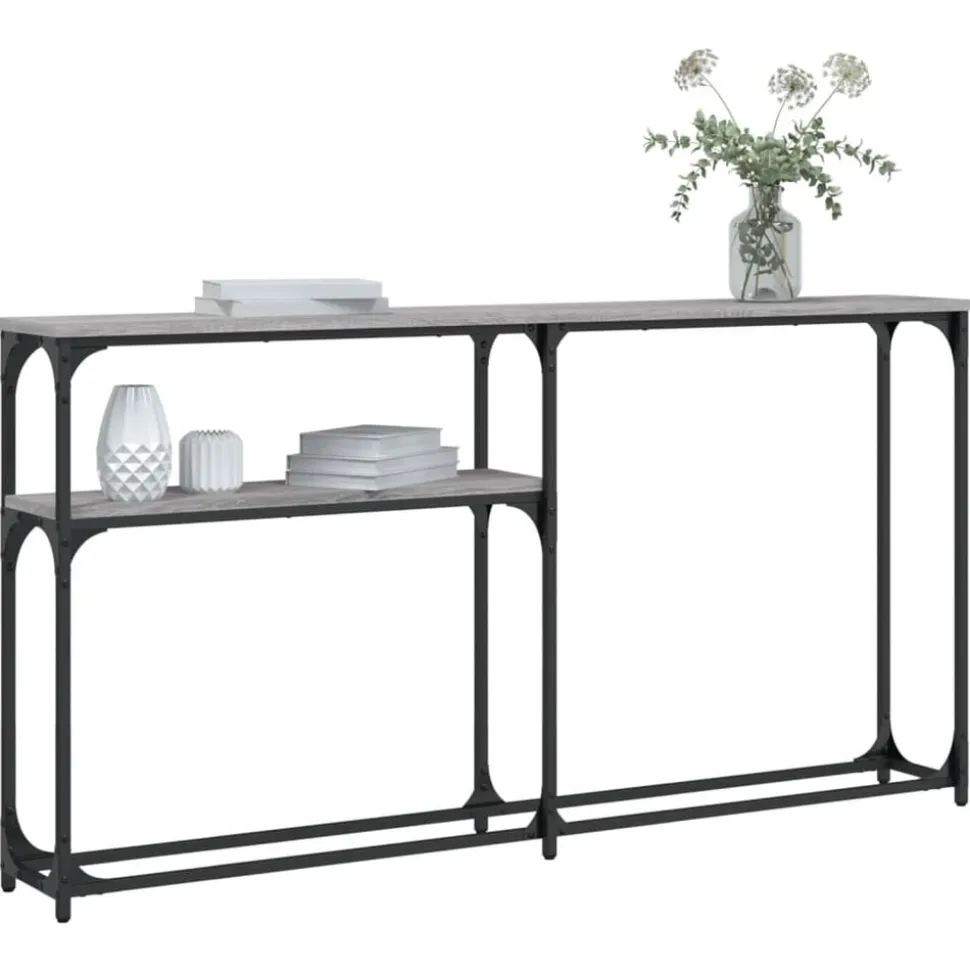 vidaXL Wandtafel 145x22,5x75 cm bewerkt hout grijs sonoma eikenkleurig