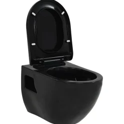 vidaXL Wandtoilet keramiek zwart