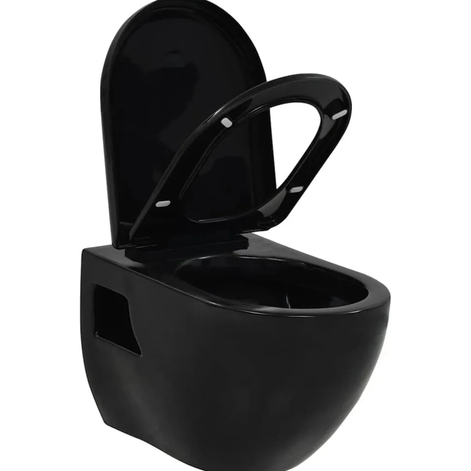 vidaXL Wandtoilet keramiek zwart