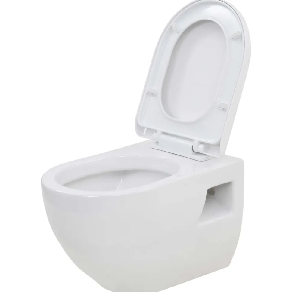 vidaXL Wandtoilet keramiek wit