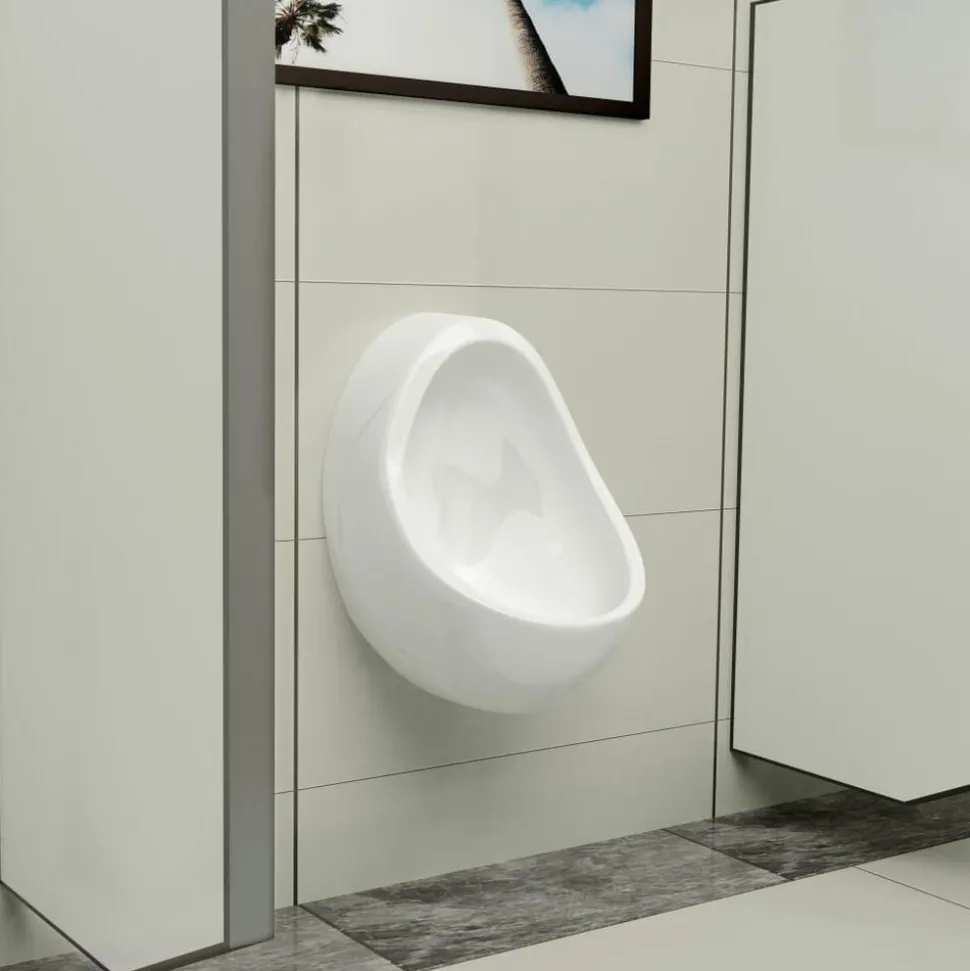 vidaXL Wandurinoir met spoelklep keramiek wit