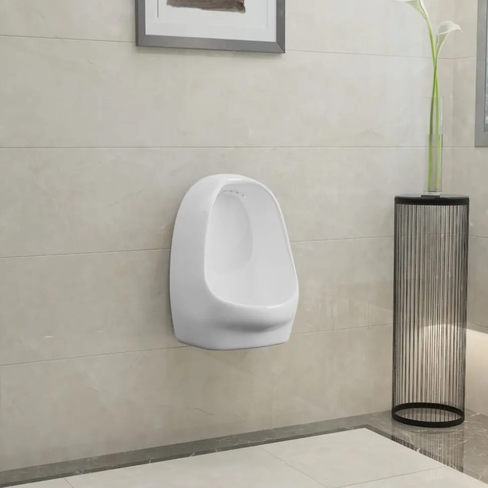 vidaXL Wandurinoir met spoelklep keramiek wit