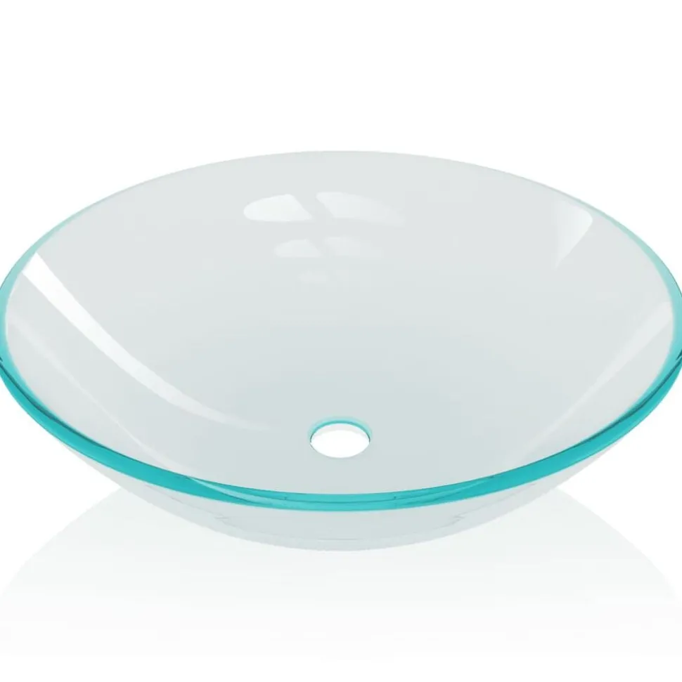 vidaXL Wasbak gehard glas 42 cm transparant
