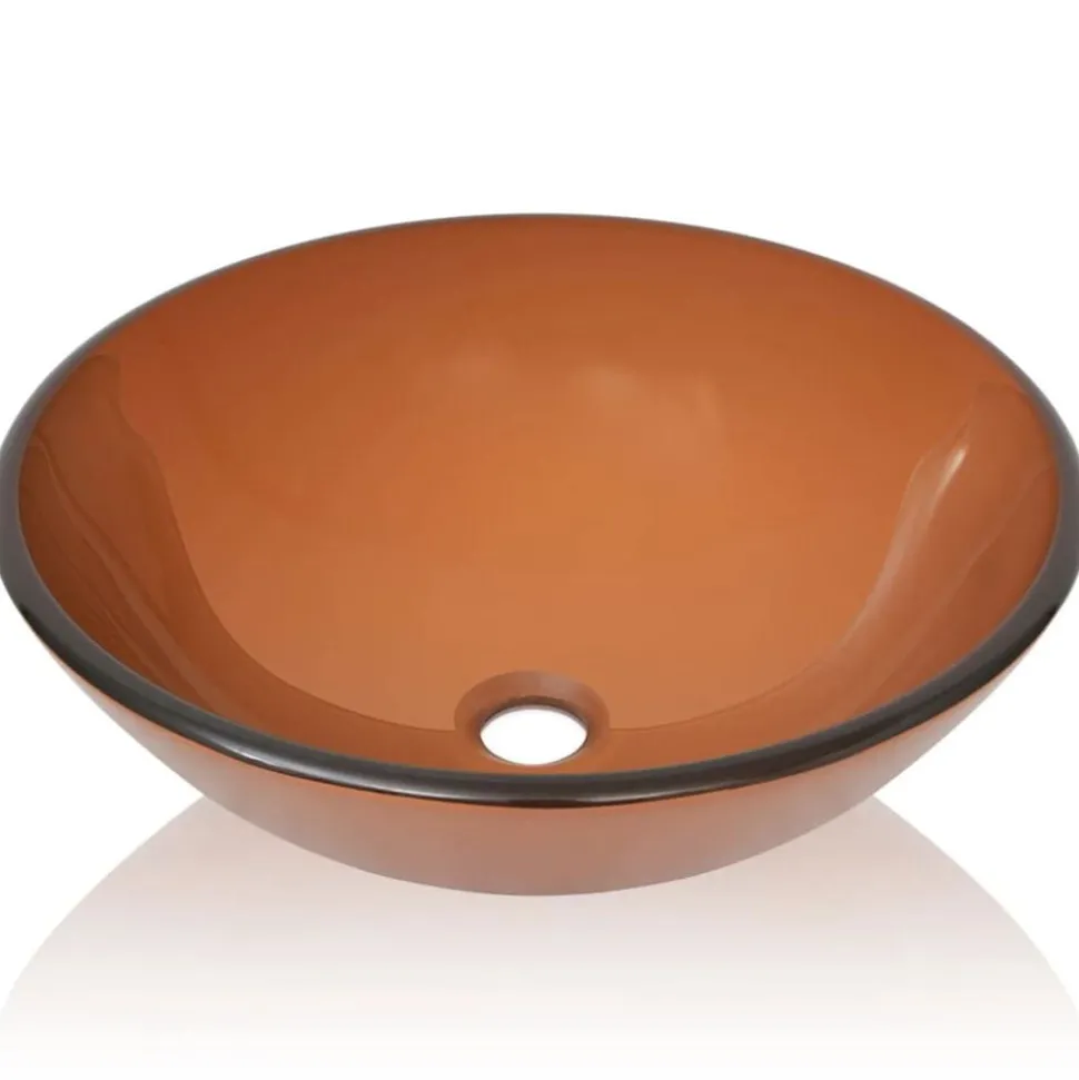 vidaXL Wasbak gehard glas 42 cm bruin