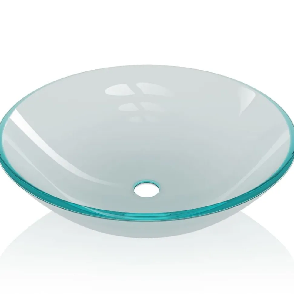 vidaXL Wasbak gehard glas 42 cm matglas