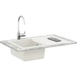 vidaXL Wasbak Wit 780 x 500 mm 80% Kwarts en 20% Hars