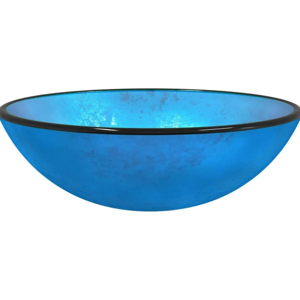 vidaXL Wasbak 42x14 cm gehard glas blauw