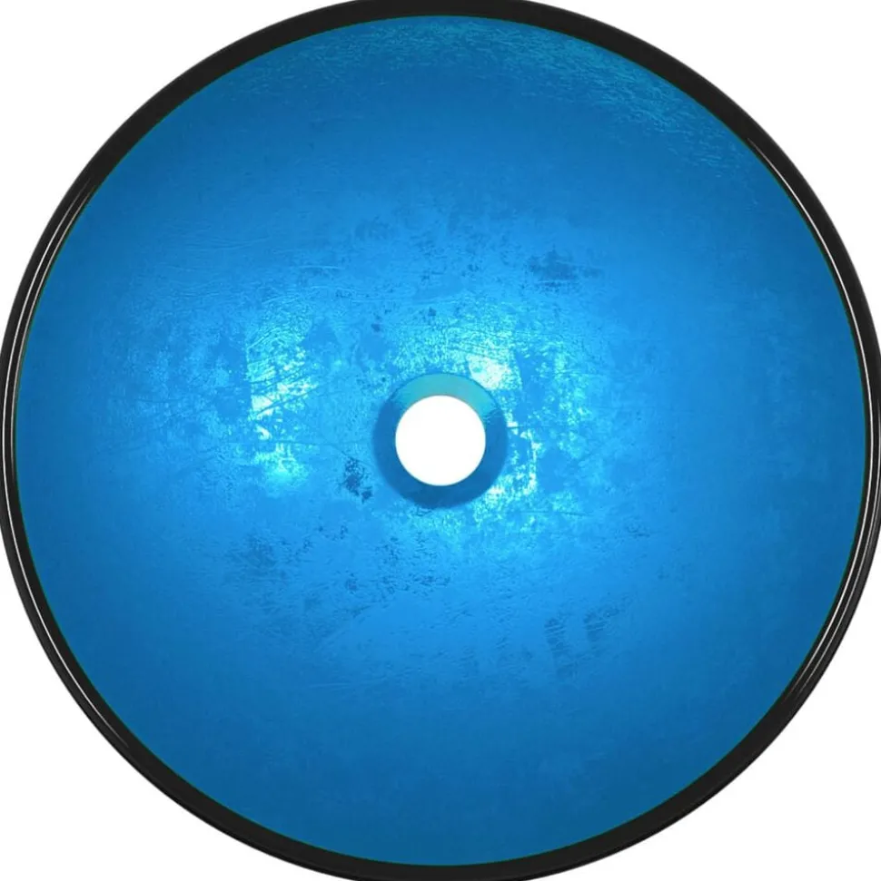 vidaXL Wasbak 42x14 cm gehard glas blauw
