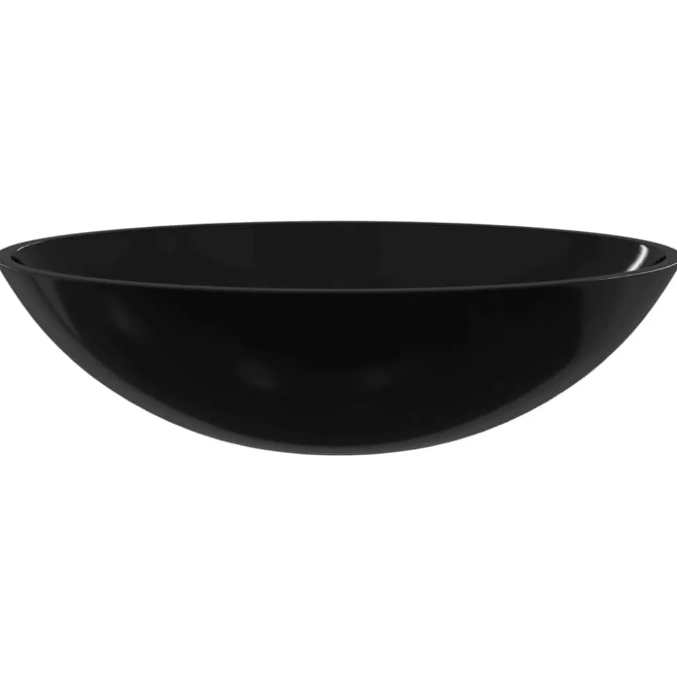 vidaXL Wasbak 50x37x14 cm glas zwart