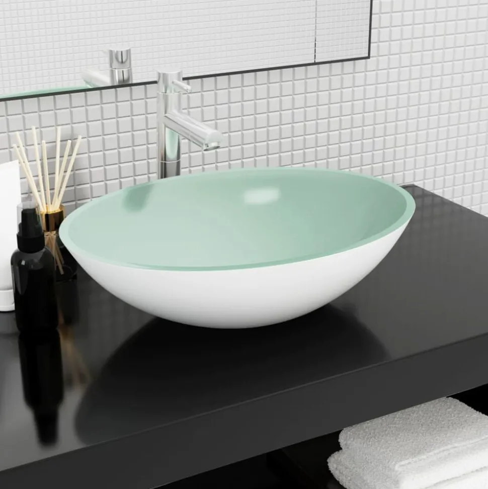 vidaXL Wasbak 50x37x14 cm glas wit