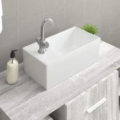vidaXL Wasbak 48x25x15 cm keramiek wit