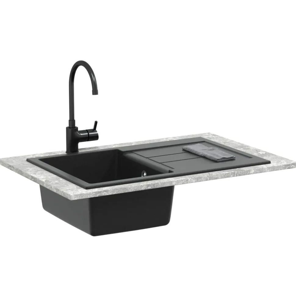 vidaXL Wasbak Zwart 780 x 500 mm 80% Kwarts en 20% Hars