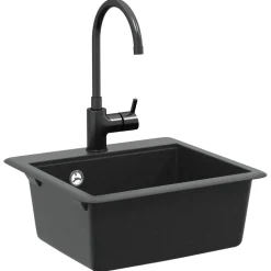 vidaXL Wasbak Zwart 470 x 440 mm Graniet