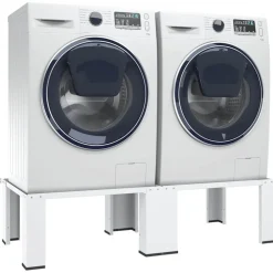 vidaXL Wasmachine- en drogerverhoger dubbel wit