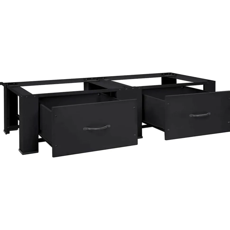 vidaXL Wasmachine Pedestal 2 pcs Zwart 127 x 54,5 x 32,5 cm Staal