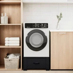 vidaXL Wasmachine Pedestal Zwart 64 x 55 x 32,5 cm Staal