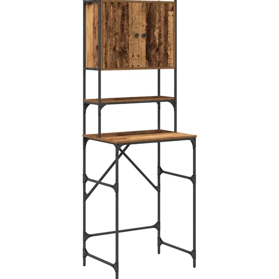 vidaXL Wasmachinekast Oudhout 68 x 48,5 x 194 cm Bewerkt hout