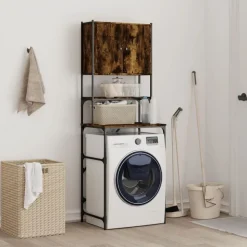 vidaXL Wasmachinekast 68x48,5x194 cm gerookt eikenkleurig