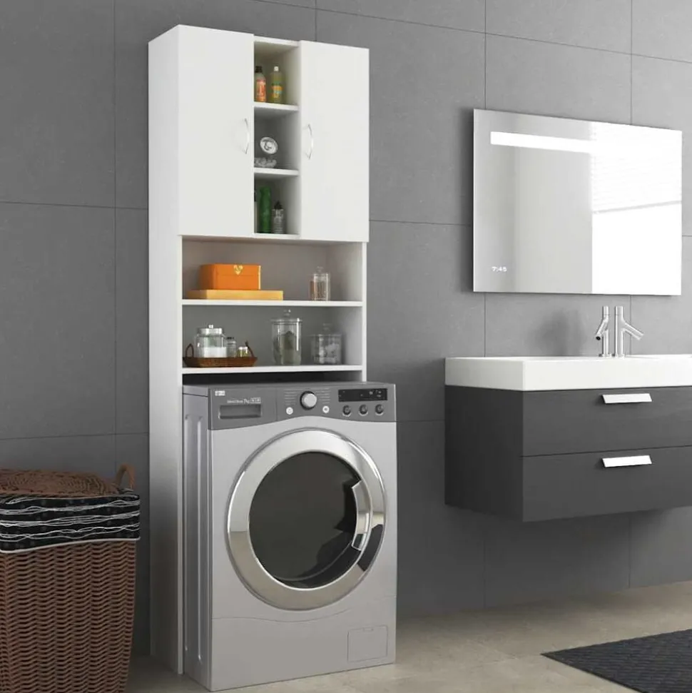 vidaXL Wasmachinekast 64x25,5x190 cm wit