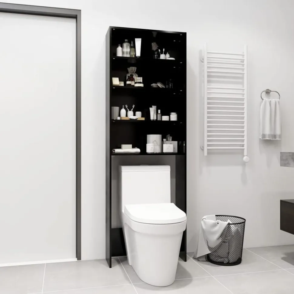 vidaXL Wasmachinekast 64x24x190 cm zwart