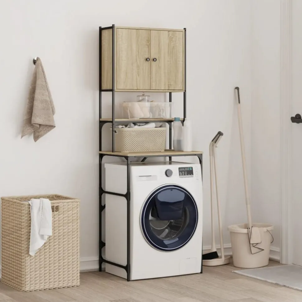 vidaXL Wasmachinekast 68x48,5x194 cm sonoma eikenkleurig
