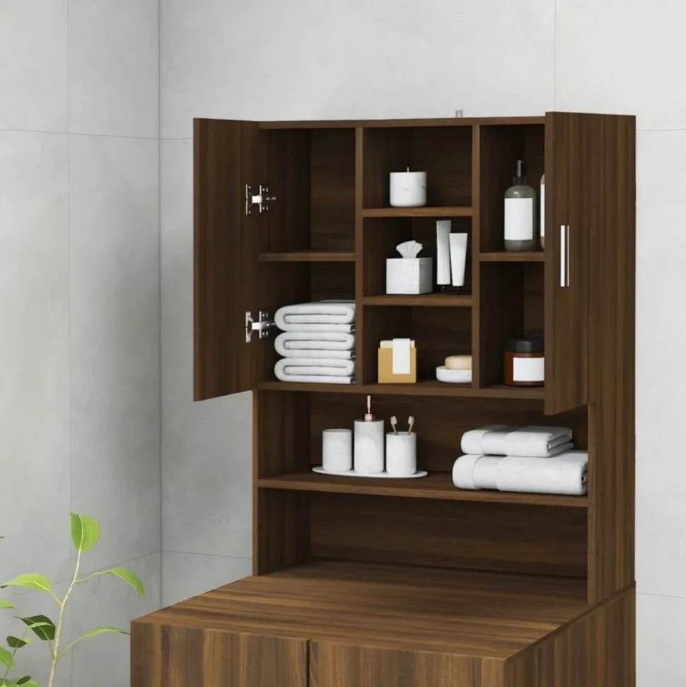 vidaXL Wasmachinekast 70,5x25,5x90 cm bruin eikenkleur