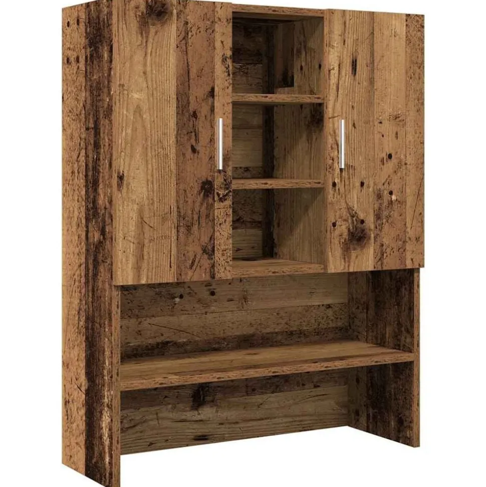 vidaXL Wasmachinekast 70,5x25,5x90 cm oud houtkleurig