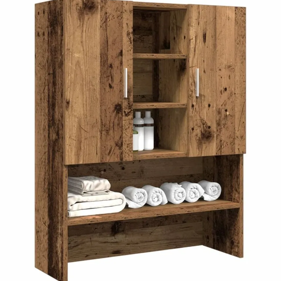 vidaXL Wasmachinekast 70,5x25,5x90 cm oud houtkleurig