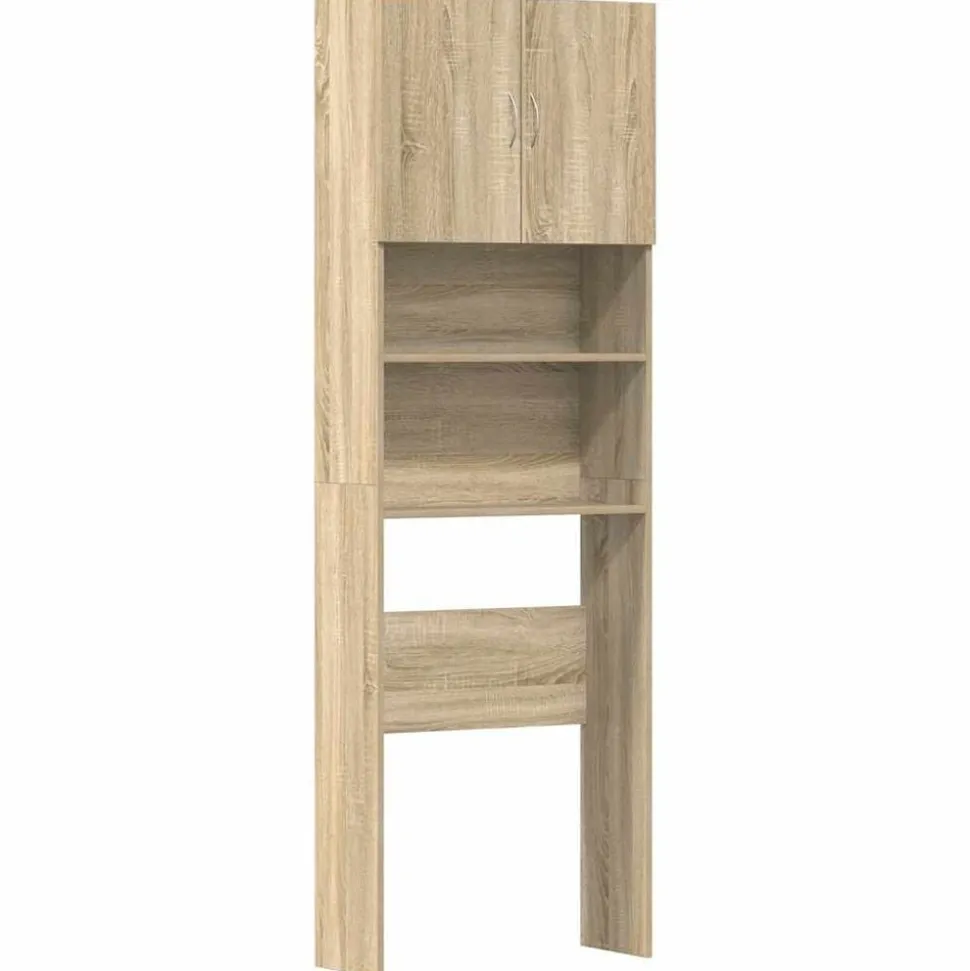 vidaXL Wasmachinekast 64x24x190 cm bewerkt hout en sonoma eikenkleurig