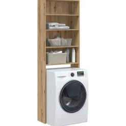 vidaXL Wasmachinekast 64x24x190 cm artisanaal eikenkleur