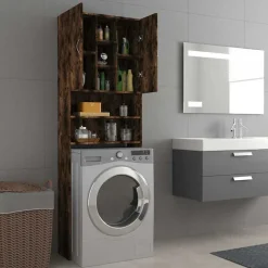 vidaXL Wasmachinekast 64x25,5x190 cm gerookt eikenkleurig