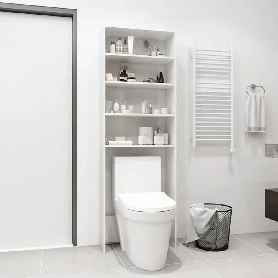 vidaXL Wasmachinekast 64x24x190 cm hoogglans wit