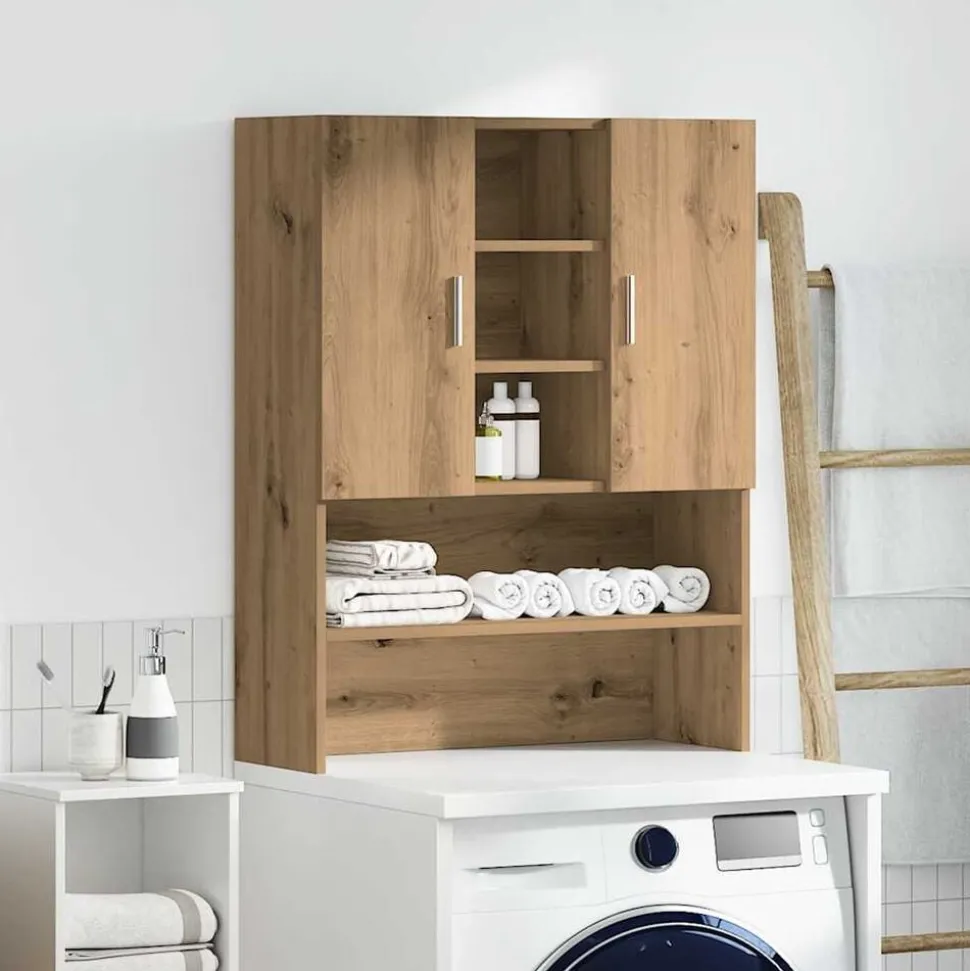 vidaXL Wasmachinekast 70,5x25,5x90 cm artisanaal eikenkleur