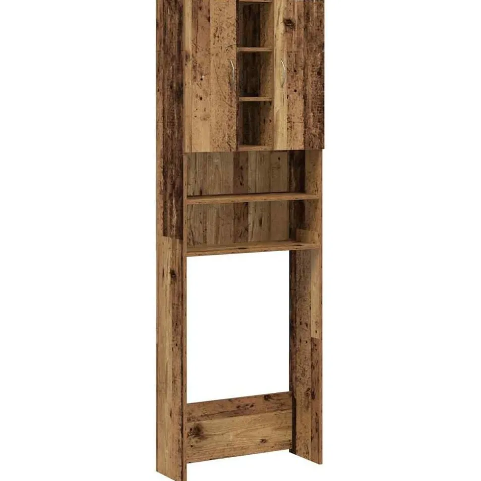 vidaXL Wasmachinekast 64x25,5x190 cm oud houtkleurig