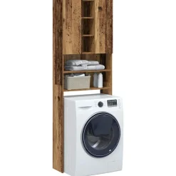 vidaXL Wasmachinekast 64x25,5x190 cm oud houtkleurig