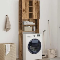 vidaXL Wasmachinekast 64x25,5x190 cm oud houtkleurig