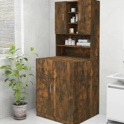 vidaXL Wasmachinekast 70,5x25,5x90 cm gerookt eikenkleurig
