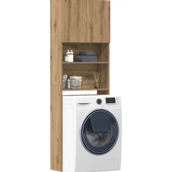 vidaXL Wasmachinekast 64x24x190 cm bewerkt hout artisanaal eikenkleur
