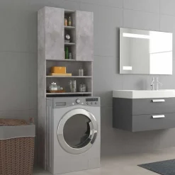 vidaXL Wasmachinekast 64x25,5x190 cm betongrijs