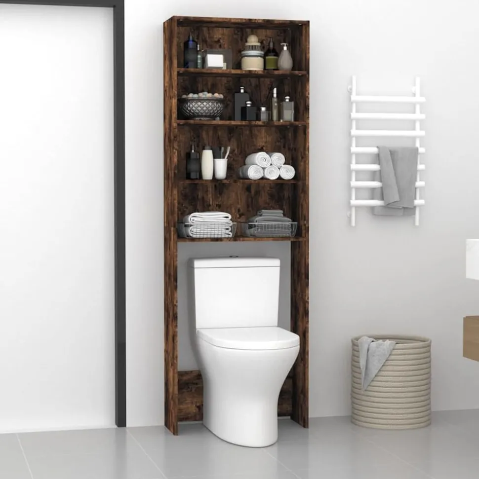 vidaXL Wasmachinekast 64x24x190 cm gerookt eikenkleurig